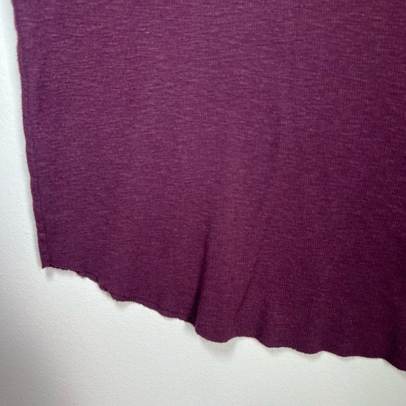 Aerie Real Soft Ribbed Shirt Burgundy Long Sleeve Round Neck Stretch Top Size XL - Picture 5 of 10